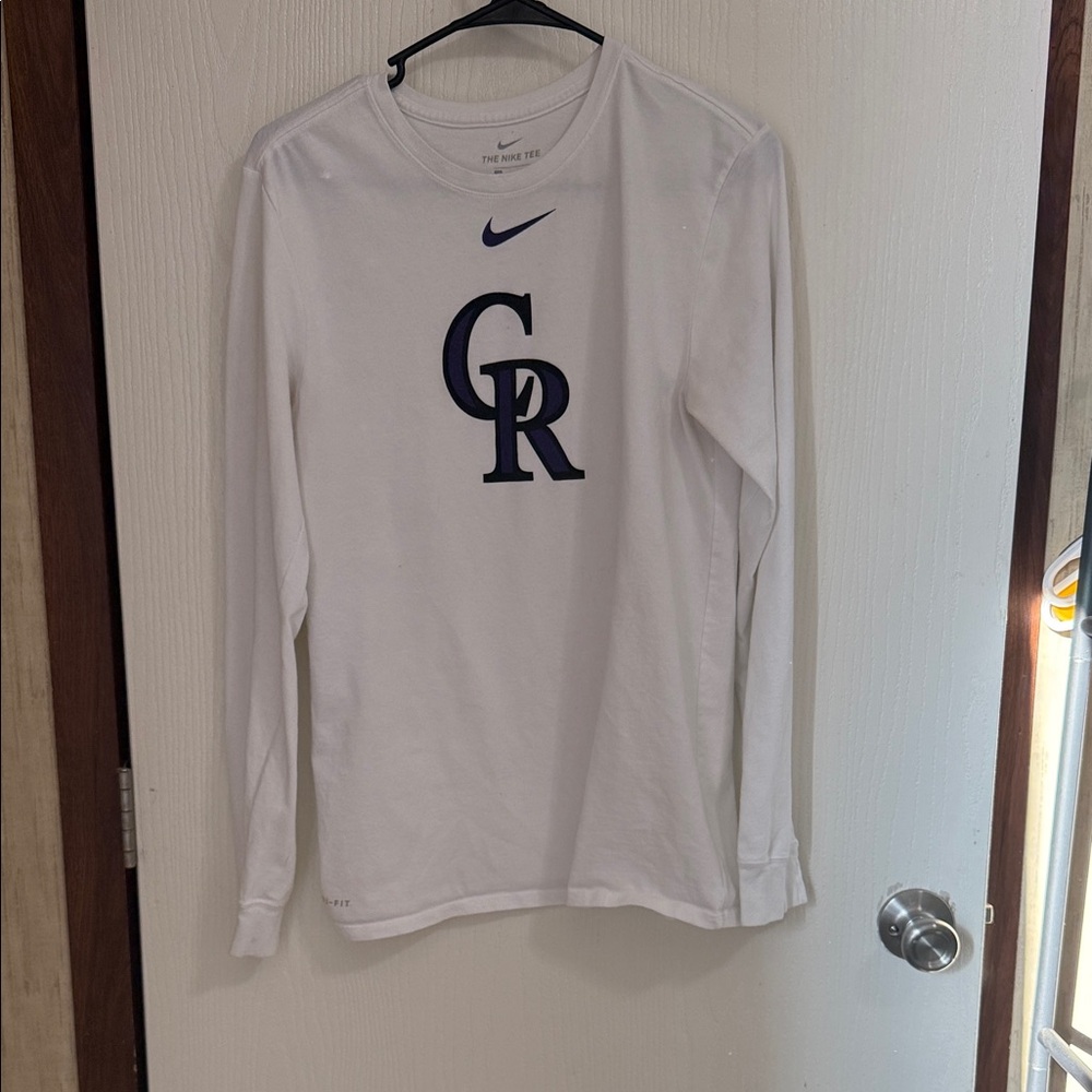 Nike White Long Sleeve Shirt with Blue CR Logo